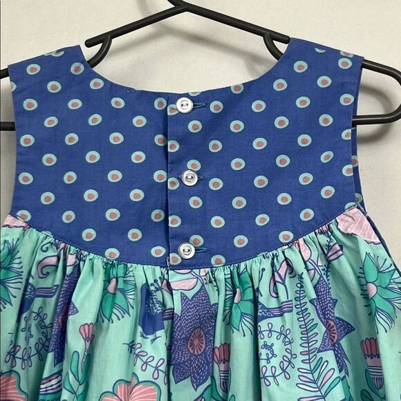 Eleanor Rose Mint, blue and pink floral polka dot and bird print dress NWOT 4-5 - Picture 8 of 13